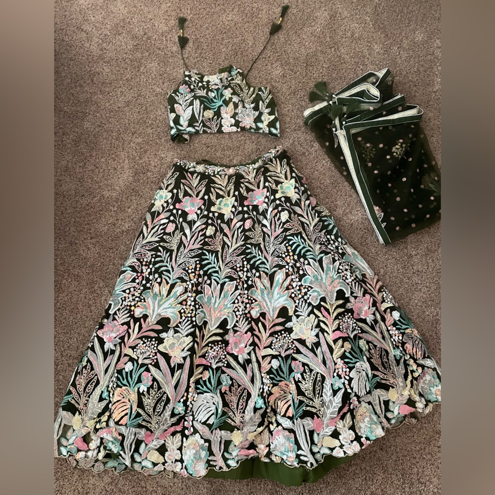 Green sequin Lehenga Choli